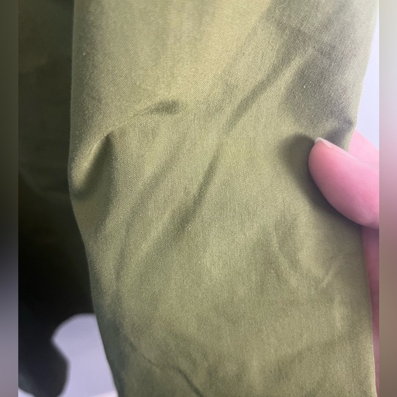 J.O.A olive green asymmetrical ruffle sleeve dress size medium - Picture 5 of 8